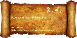 Korponai Aladin névjegykártya